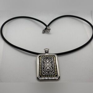 Premier Designs Elegant Silver and Black Pendant Necklace